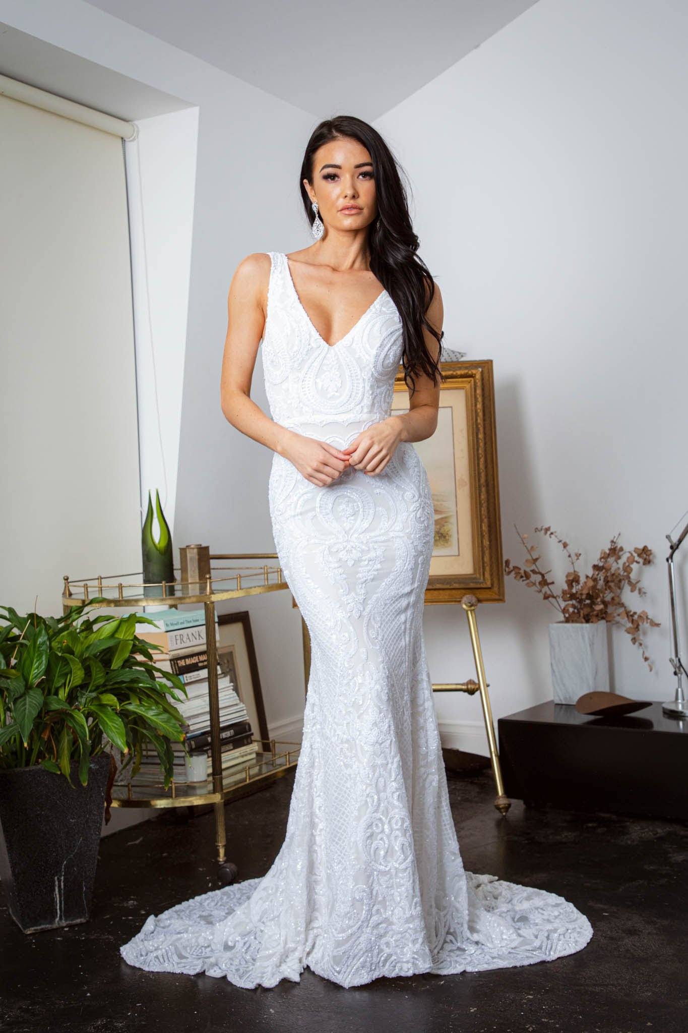 Fabulous White Bohemian Strapless Off Shoulder Lace Wedding Dress Online,  SW279 – Simidress