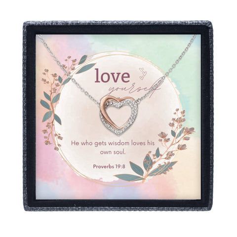 Love Yourself - Interlocking Hearts Christian Necklace