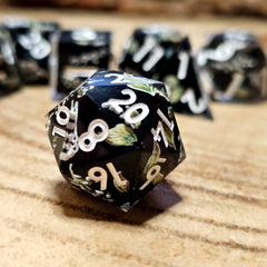 Tabletop dominion moondrop d20 on wooden background