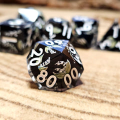 Tabletop dominion moondrop d10 percentile dice on wooden background