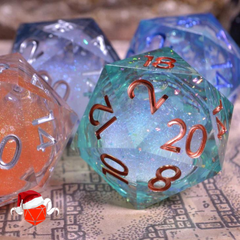 Liquid Core D20 Chonks grouped together on a DnD Map