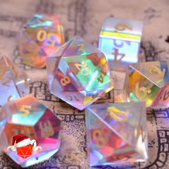 The best gift for a dice goblin - clear dichromic glass dice sets