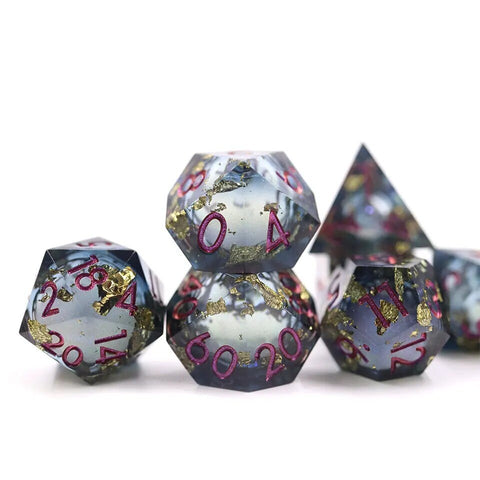 Celestial Shadow Liquid Core Dice Set | Sharp Edge Resin Dice Set | Dungeons & Dragons | Pathfinder, DND Dice, Polyhedral Dice, RPG Dice Set