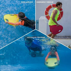 Asiwo Mako Electric Kickboard used in swim lessons, emergency rescue, and advanced training.