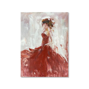 Red Beauty African Girl Painting - Fully Canvas