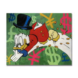 Graffiti Decor Cartoon Duck Street Money Painting - Fully Canvas