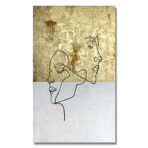 Gold and White Leaf Oil Artwork - Fully Canvas