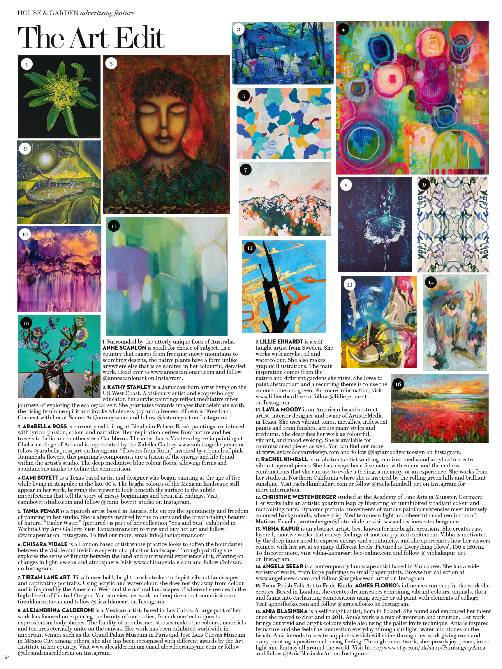 Magazine page featuring art