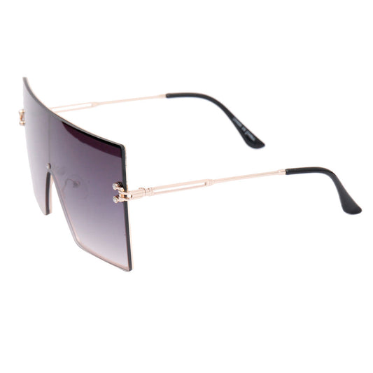 Brown Rimless Square Visor Sunglasses