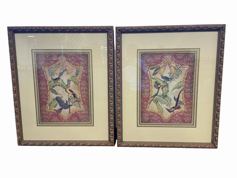 PAIR of Guatemalan prints in bamboo frames, 8x10.75 ea