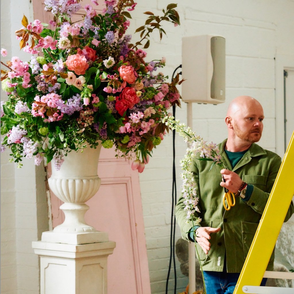 Beautiuful pink, purple and green flowers. The Social Kitchen Studio. Kitchen studio to hire and rent