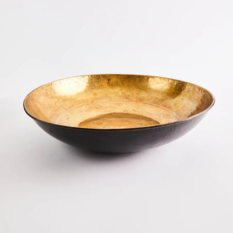 Extra Large Black Serving Bowl with Gold Inside