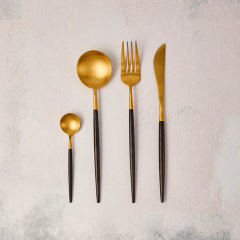 gold and black cutlery luxury from the social kitchen