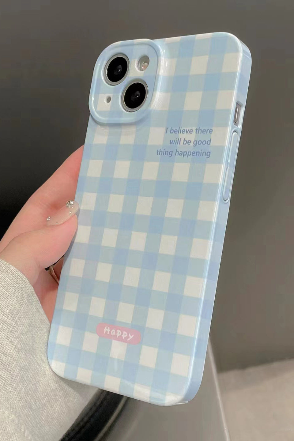 cute blue gingham phone case