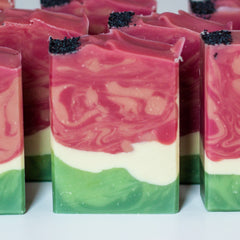 Finished bars of Rustic Watermelon Handmade Body Soap