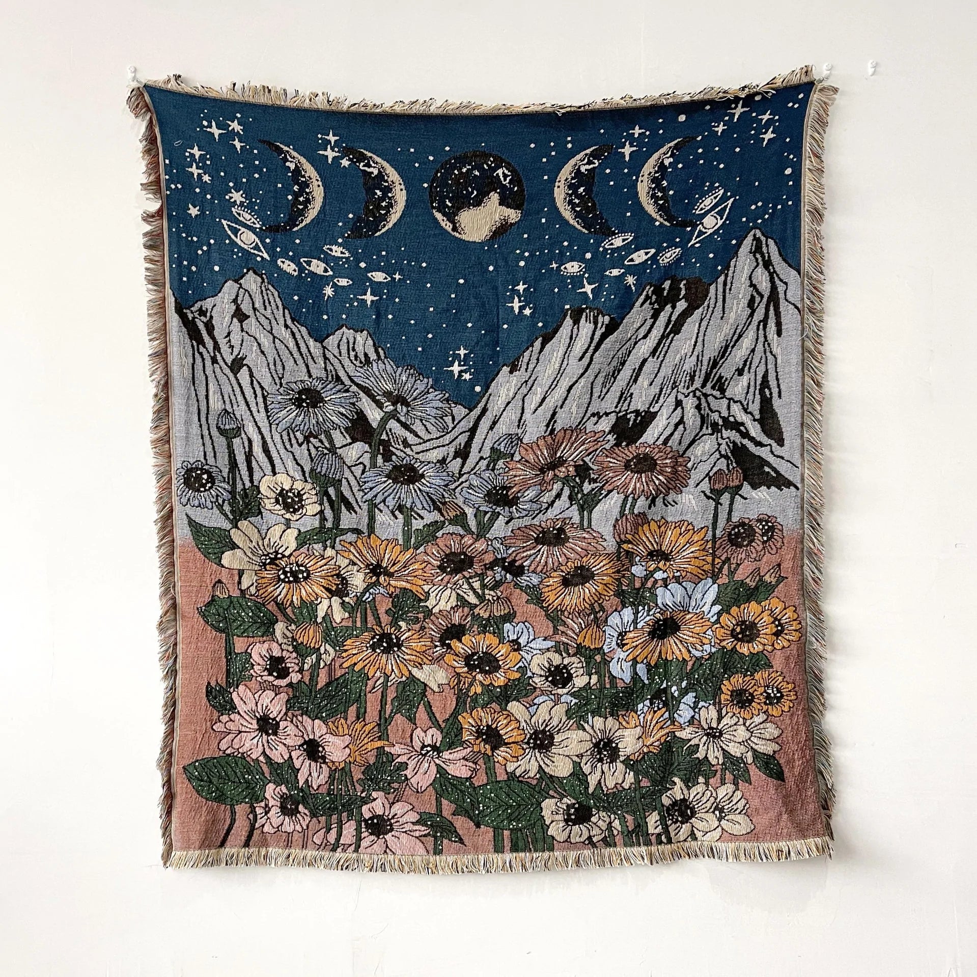 Mountain Luna Flowers Throw Blanket
