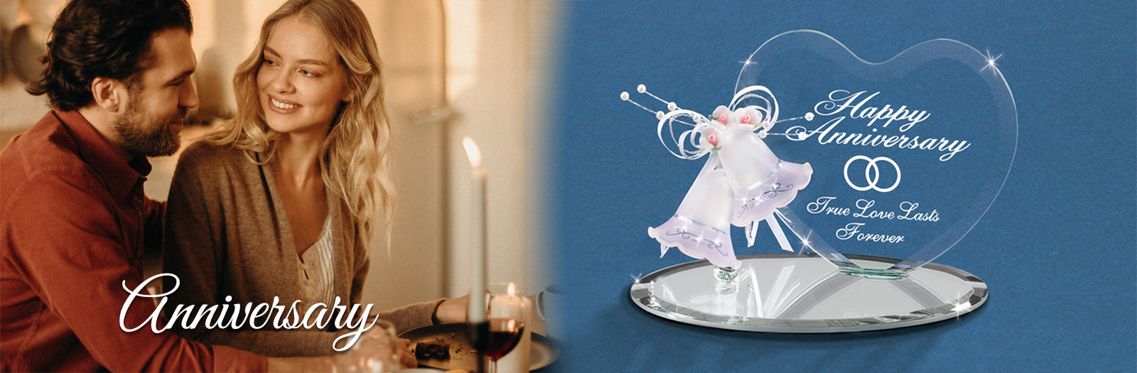 Shop handcrafted glass art Anniversary Figurines to celebrate the years.