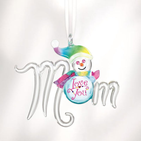 I Love You Mom White Opal Ornament