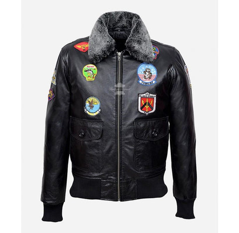 Top Gun Badges Leather jacket for mens