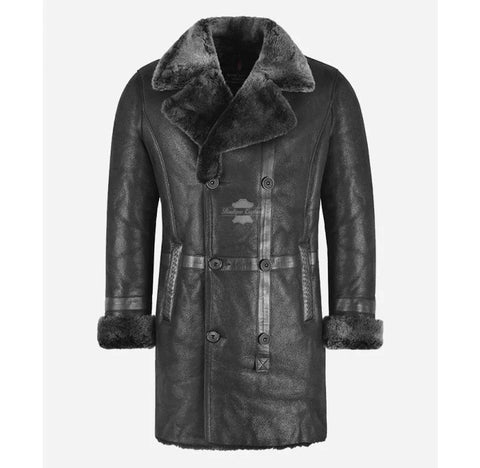 Double breasted sheepskin coat