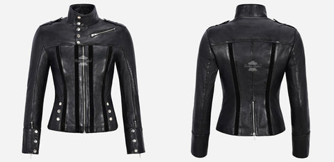 Women black studded jacket