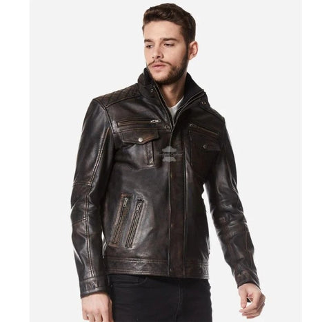 Mens Leather Motorcycle jacket