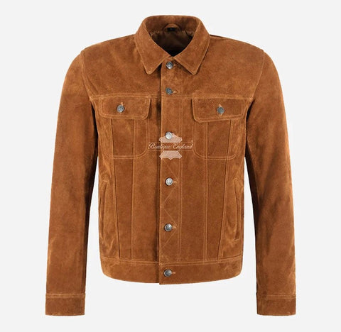 Vintage trucker jacket, suede leather jacket, suede jacket, denim leather jacket