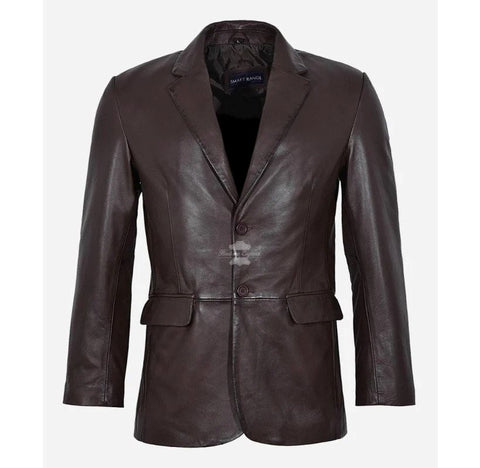 Mens sports jacket, leather blazer for mens, brown leather jacket