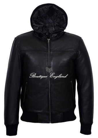 Black hooded bomber