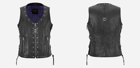 Women laced leather vest