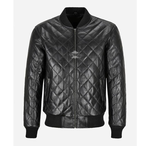 Black leather quilted jacket