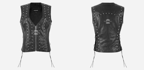 Women studded leather vest