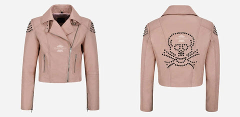 Women studded leather jacket