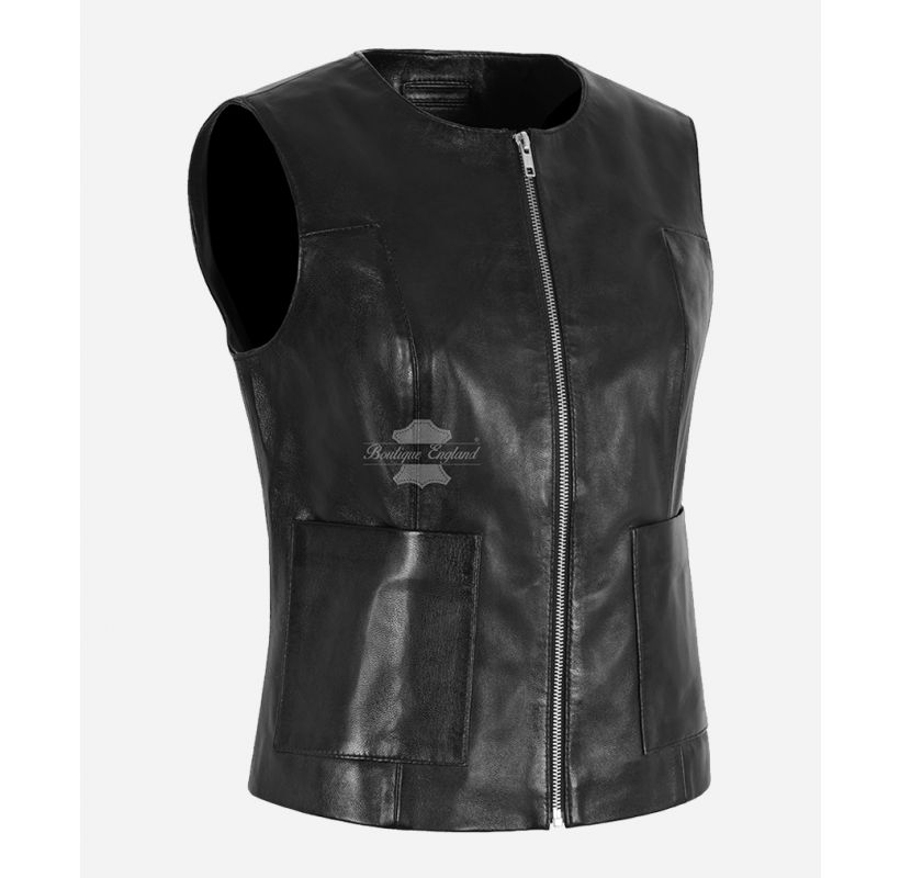 Leather Sleeveless Jacket