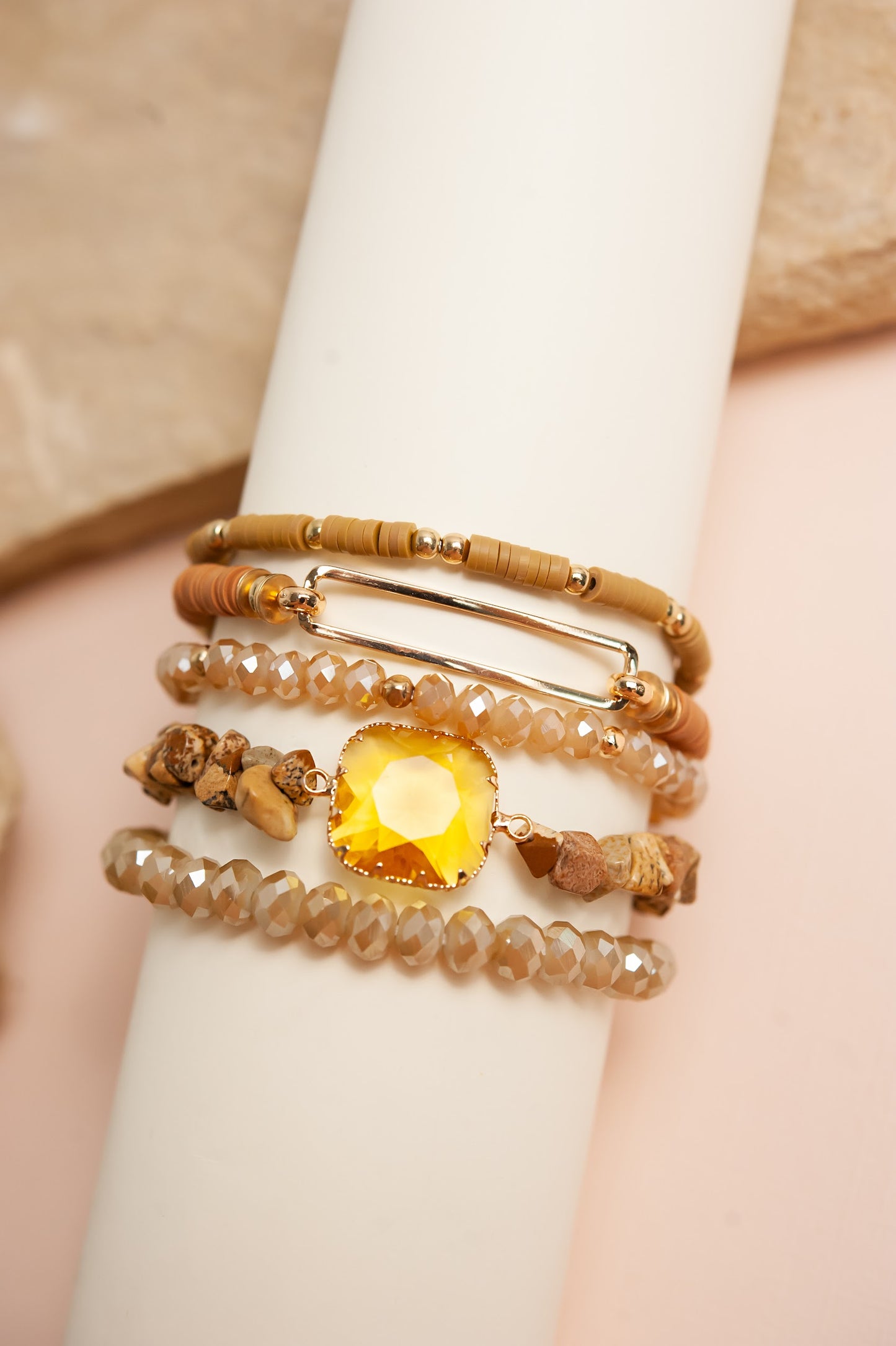 Gold Sandstone/ite Bracelet Set