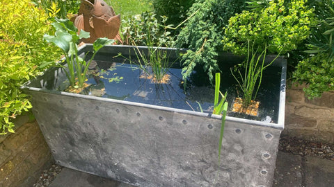 Galvanised tank water feature