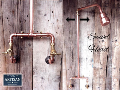 Exposed copper pipe shower