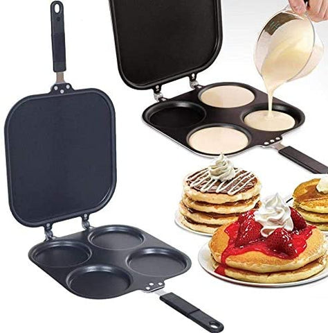 Perfect Pancake Maker 4 Parts Pancake - Tiganj za američke palačinke 4u1Dupli tiganj 4u1Tava za palacinkeDupli tiganj za jaja/palacinkeNelepljivi dupli tiganj bez ulja, prava fantazija za pravljenje ukusnih palacinaka, omleta i dr jela.  Jednostavan za upotrebu, laganog dizajna.  Napravite pahuljaste, ukusne, savrsene palacinke samo jednim potezom.  Odlican tiganj, koji se ne lepi, bez masti i ulja mozete pripremati sebi omiljene poslastice.  Ergonomska drska omogucava udobno drzanje.