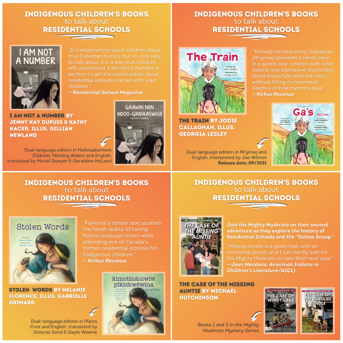 Image: Indigenous Children's Books to talk about Residential Schools