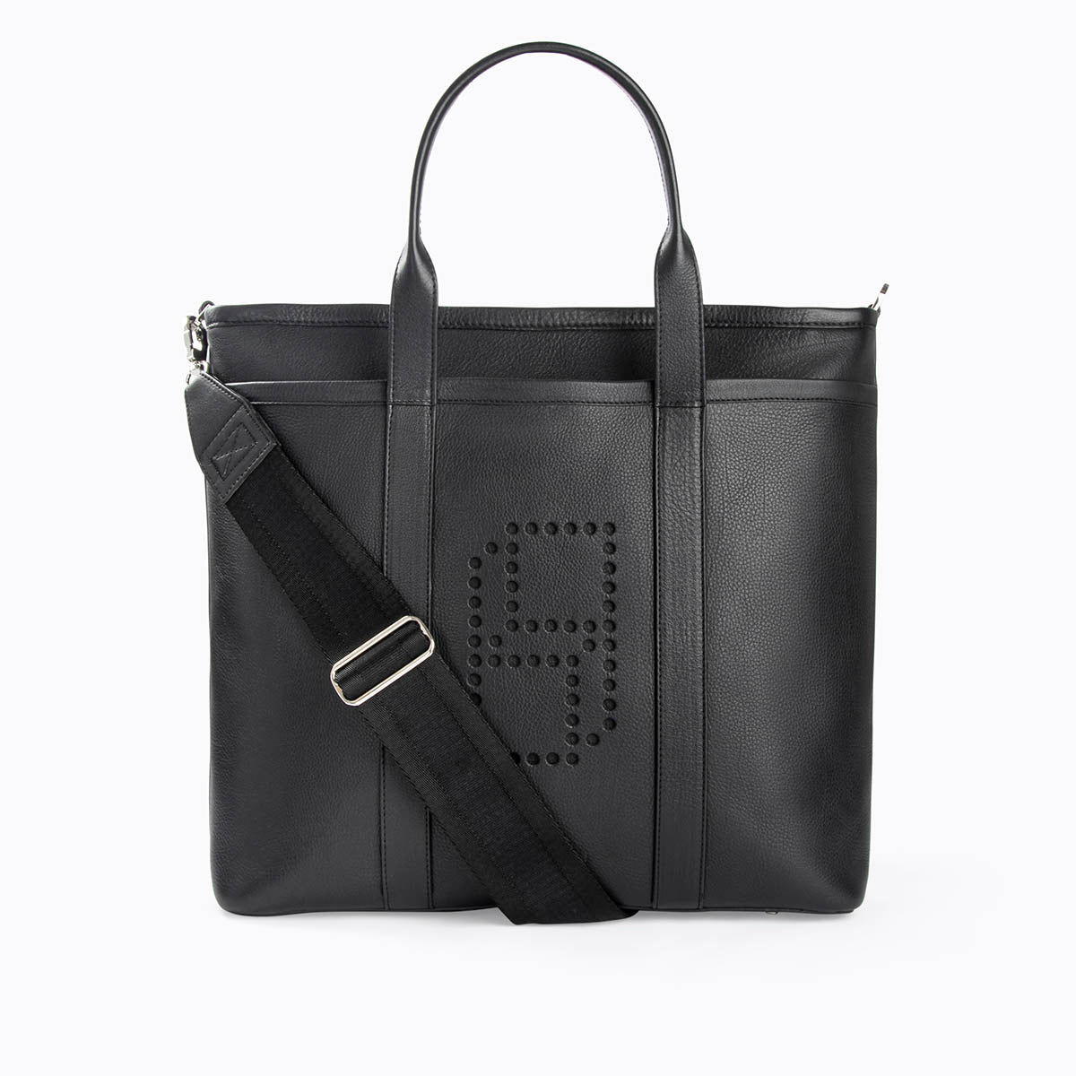 PH unisex tote in black grained calf leather — PIERRE HARDY