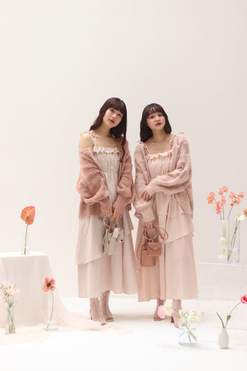 海外販売× muguet tiered cotton cami op ワンピース PINK