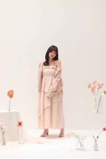 海外販売× muguet tiered cotton cami op ワンピース PINK