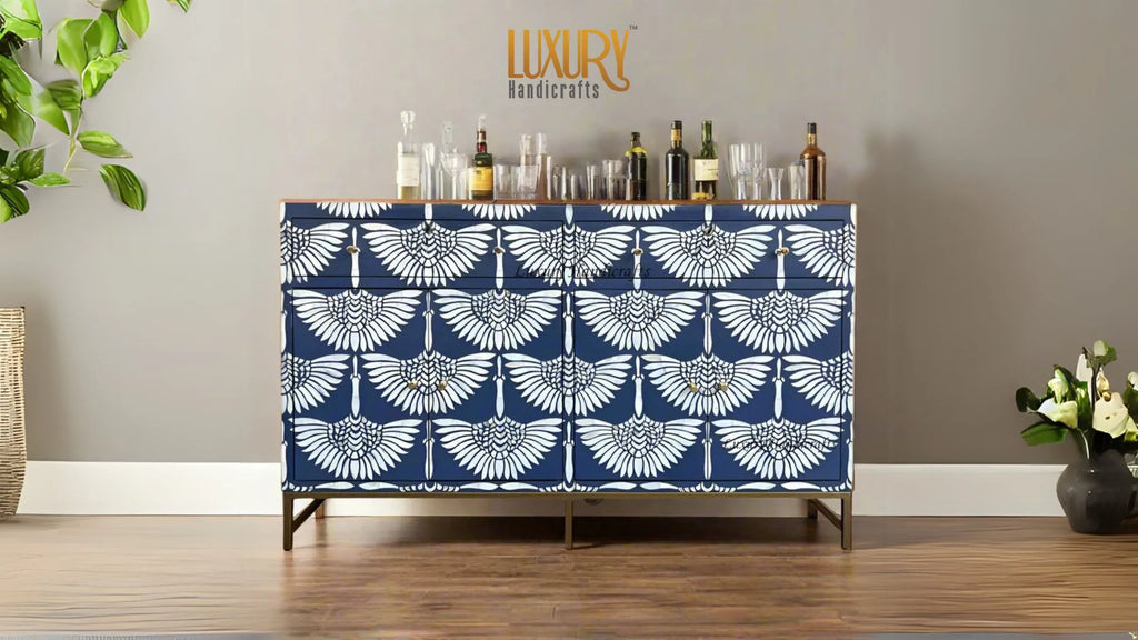 Mother of Pearl Inlay Bar Cabinet