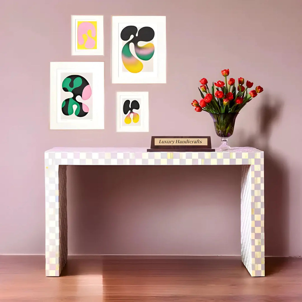Bone inlay console table