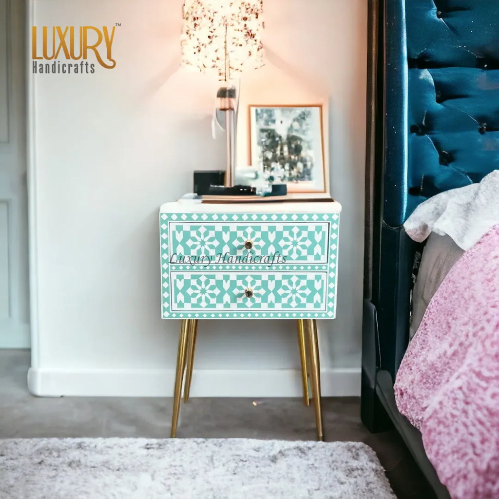 Anthropologie Bone Inlay Side Table 