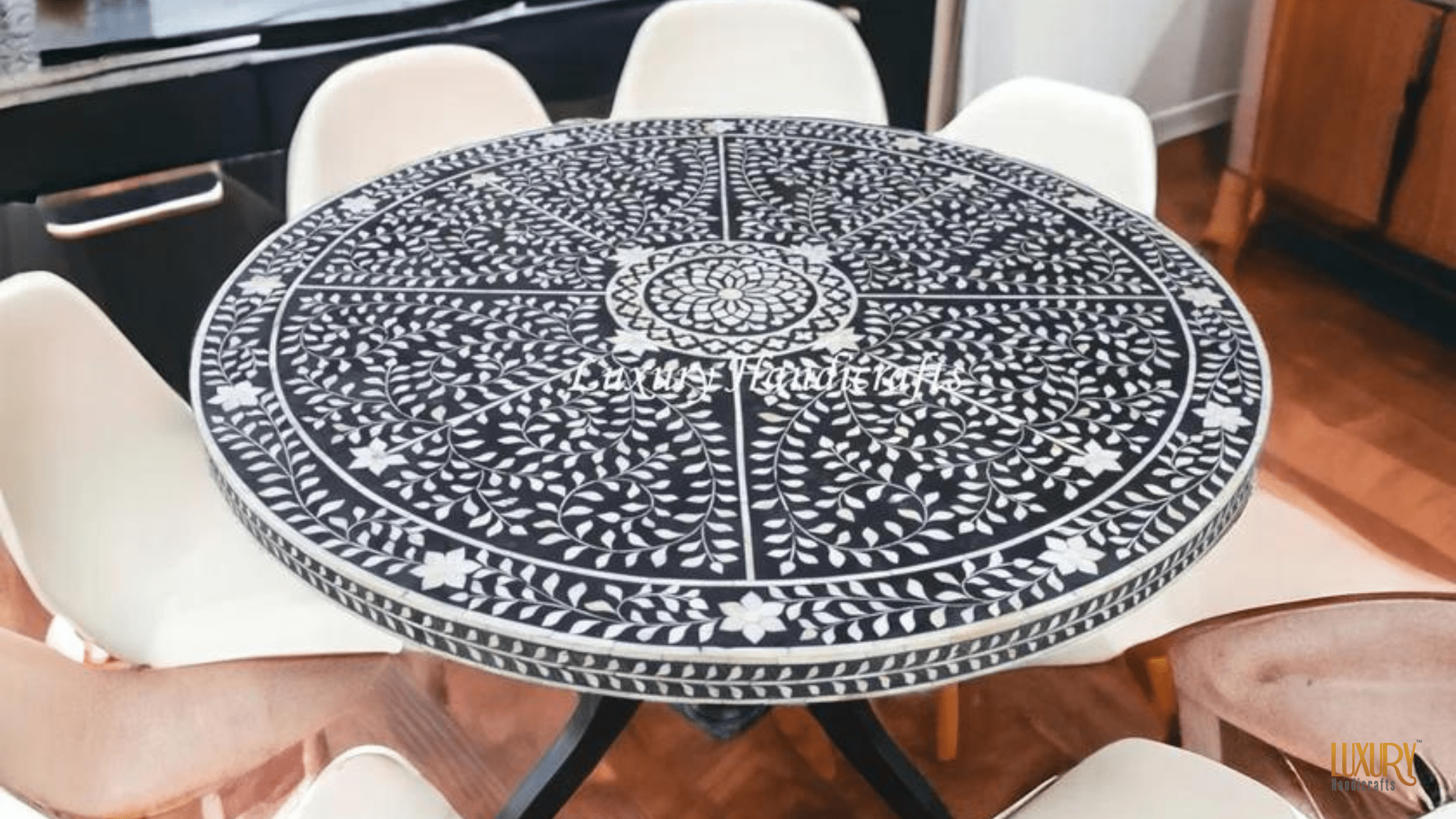 bone inlay dining table set with chair