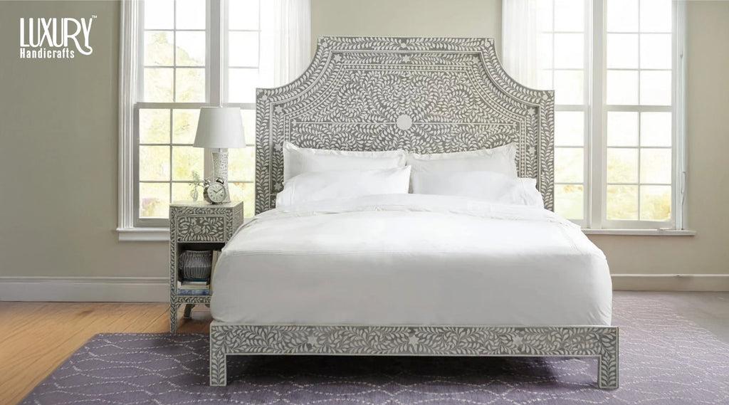 Buy bone inlay bed headboard