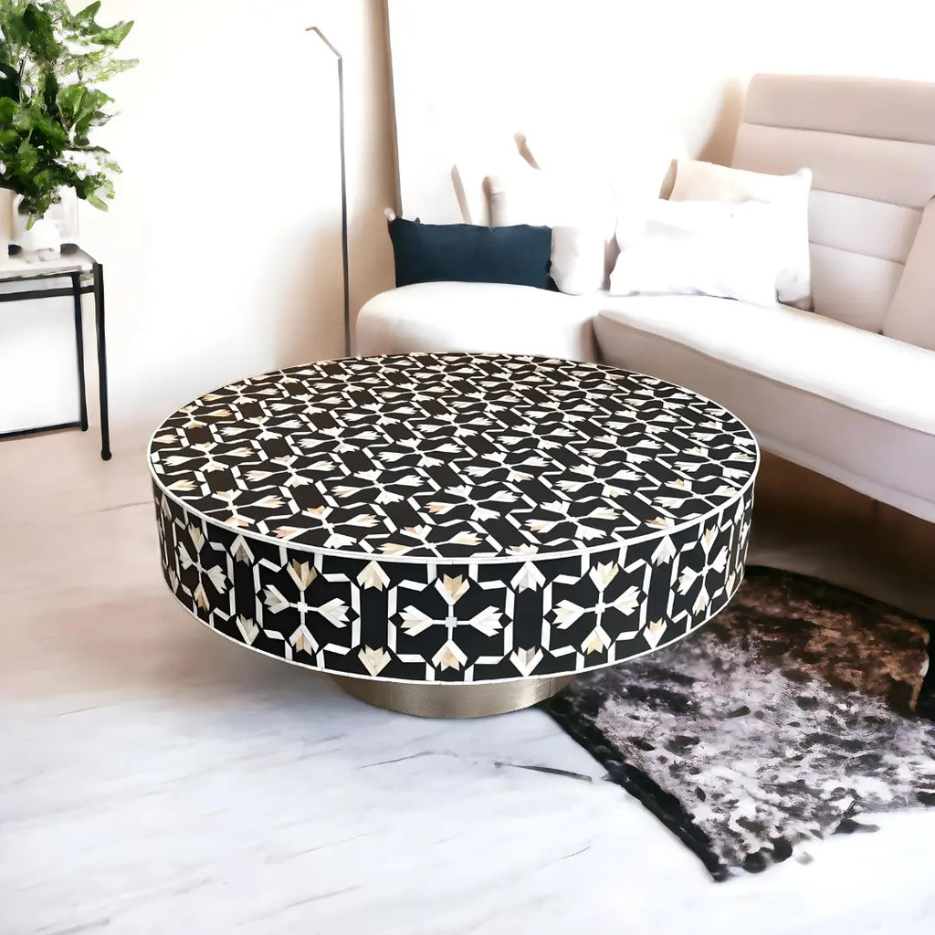 mother of pearl inlay furniture coffee table