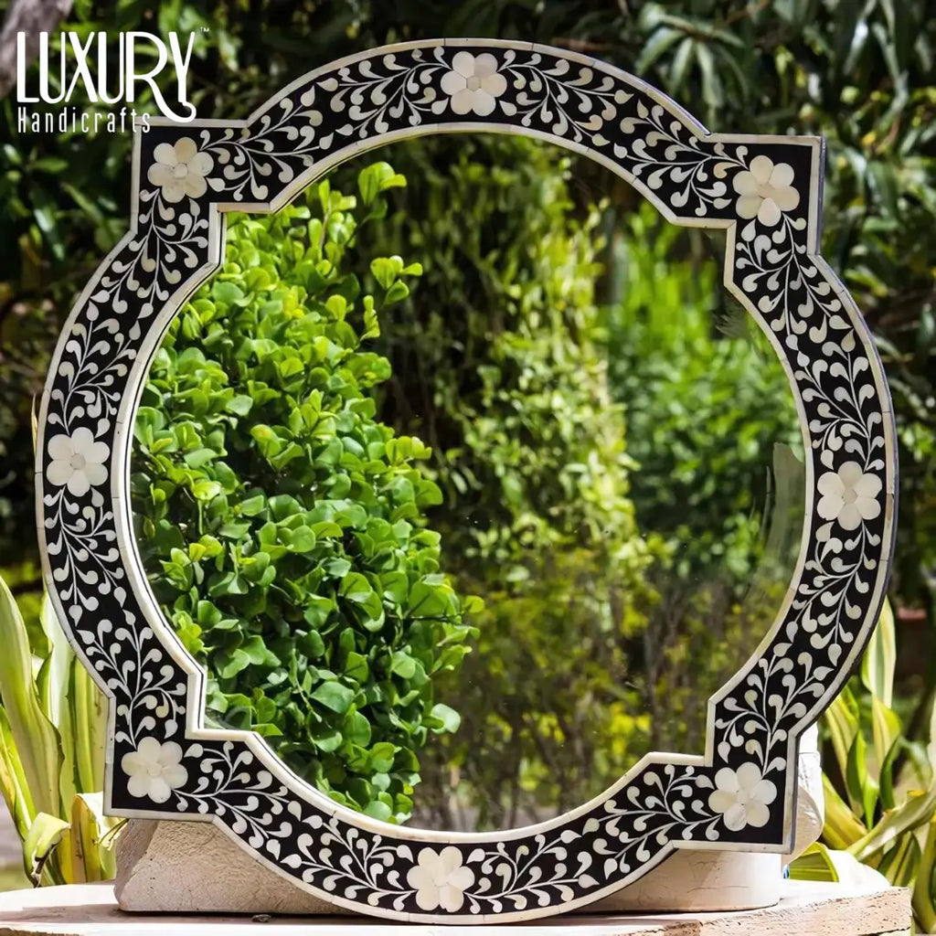 Round bone inlay mirror