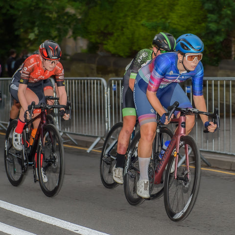 Sophie Lewis in the breakaway at Otley GP